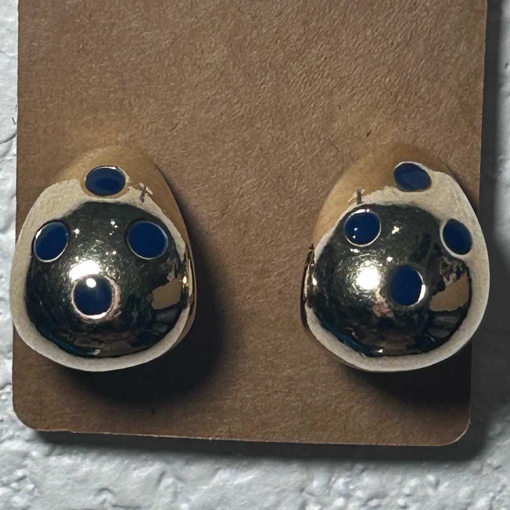 Gold and Blue Stud Earrings D0